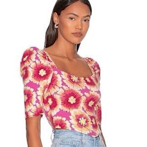 Free People Give Me More Macro Floral Style Crop Top pink combo NWT MSRP $98